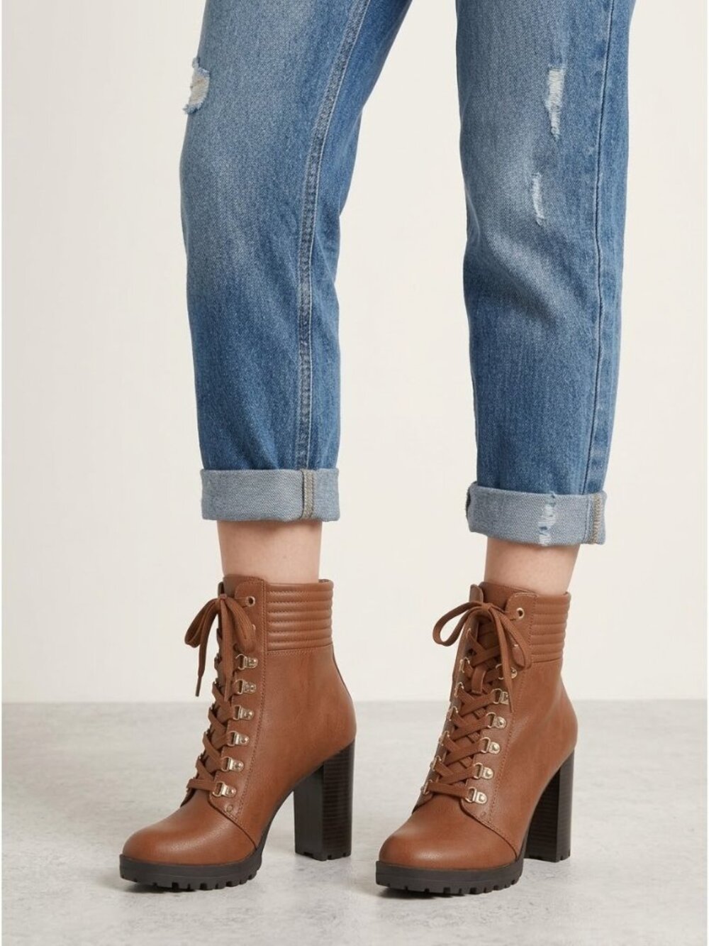 NIB Faux Leather Brown Block Heel Booties 10 | Western Boho Cottagecore Grunge